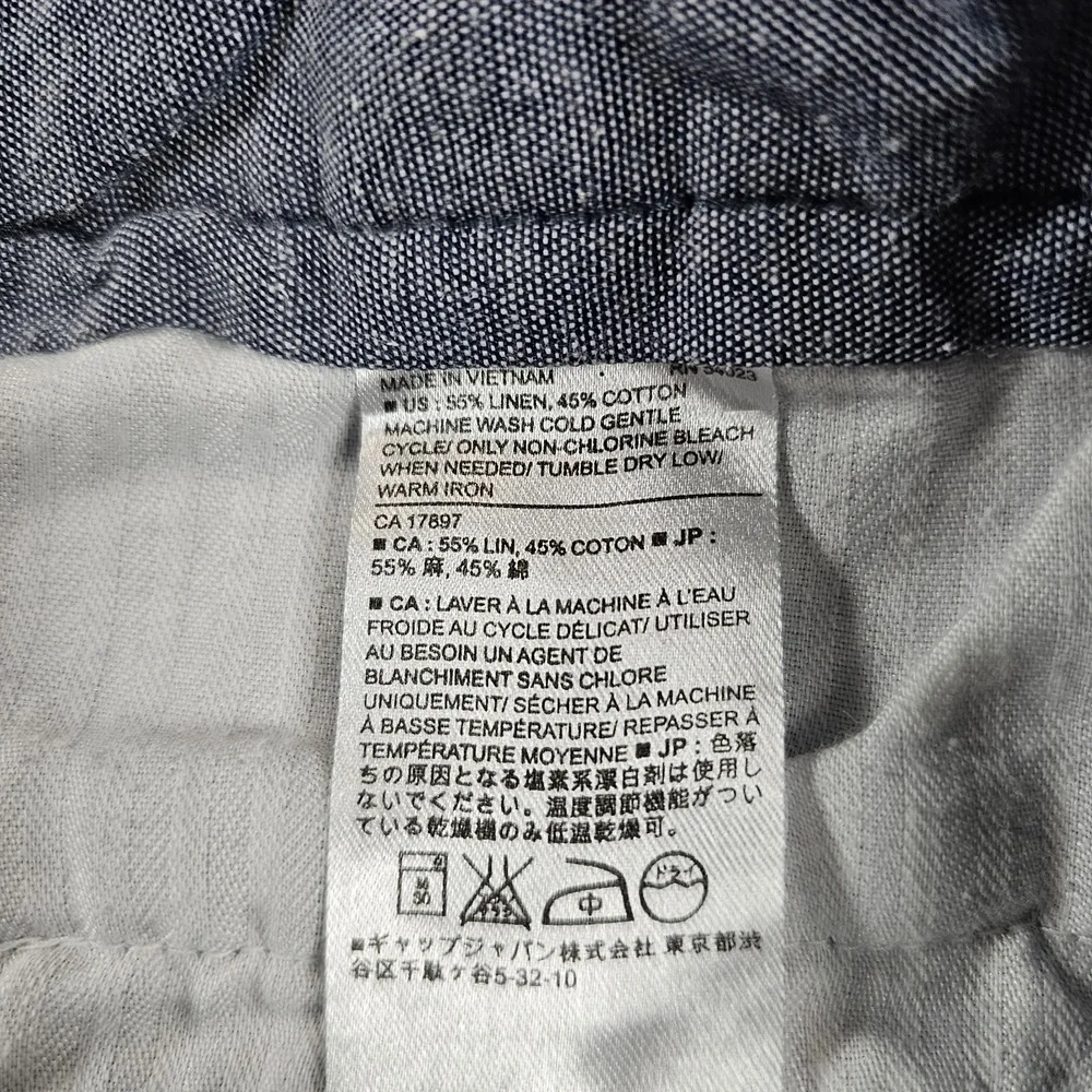 Banana Republic Men's Linen Cotton Shorts Size 38 Blue Flat Front Casual Summer